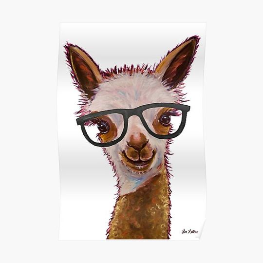 Discover Alpaca with Glasses Premium Matte Vertical Poster