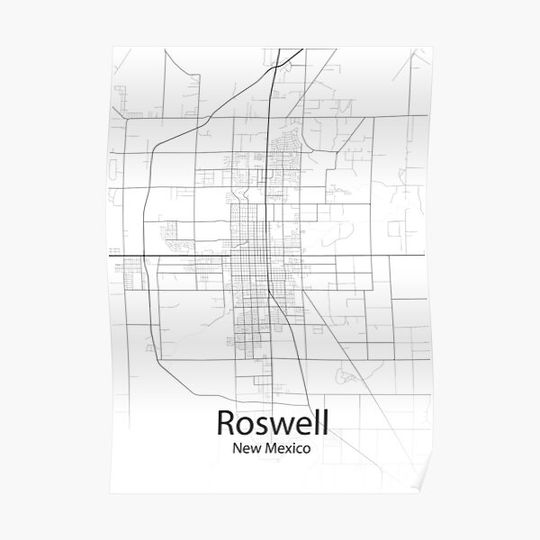 Discover Roswell New Mexico Map Premium Matte Vertical Poster