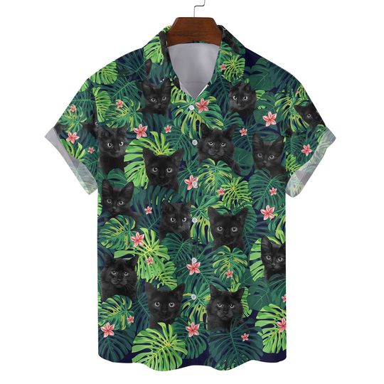 Discover Tropical Cat Hawaiian Shirts Cat Lovers Gift Mens Casual Shirt