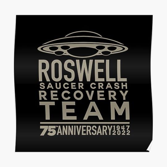 Discover Roswell 75th Anniversary Recovery Team Grey Premium Matte Vertical Poster