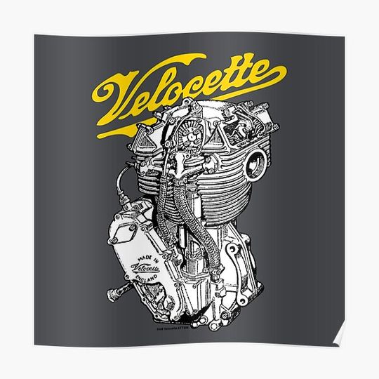 Discover Classic British Motorcycle Engine - Velocette KTT350 Premium Matte Vertical Poster