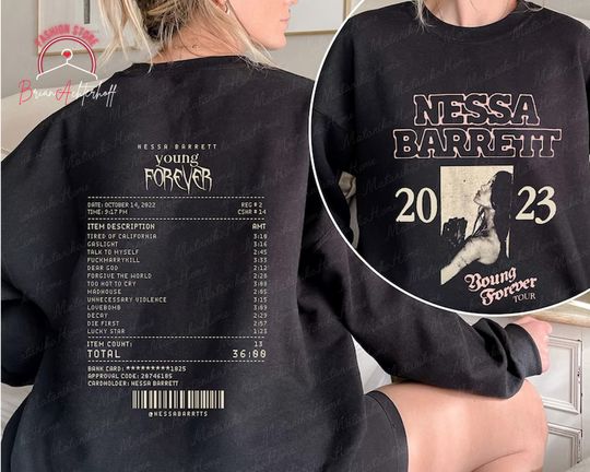 Discover Nessa Barrett Tracklist 2 Sies Sweatshirt, Young Forever Tour 2023 Sweatshirt