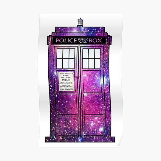 Discover Starry Police Public Call Box. Premium Matte Vertical Poster
