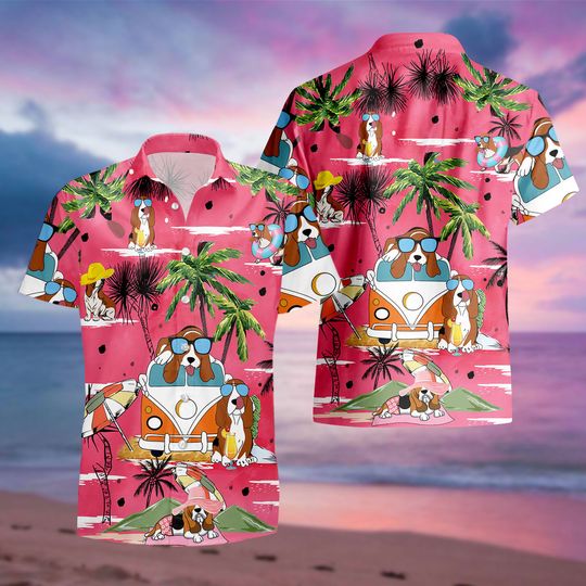 Discover Basset Hound Summer Beach Hawaiian Shirt