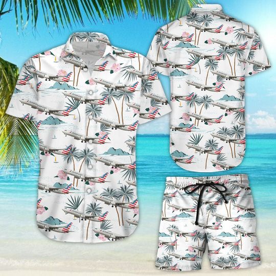 Discover Airbus a321 american airlines hawaiian shirt