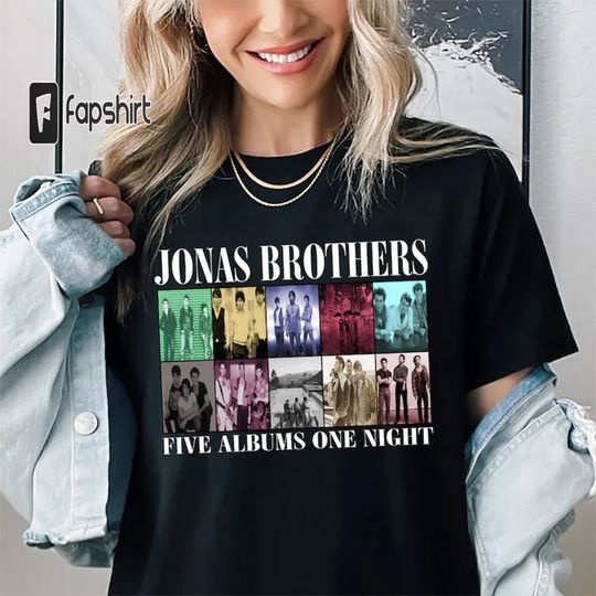 Discover Jonas Brothers Five Albums One Night The Tour 2023 Shirt, Jonas Brothers Band Fan Shirt