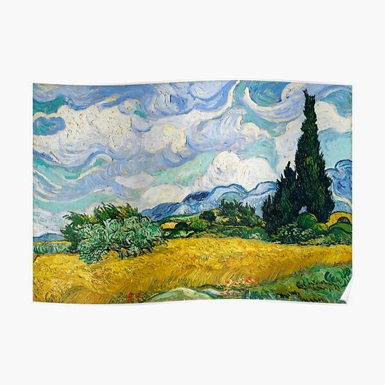 Discover Vincent Van Gogh's Wheat Field with Cypresses (1889) Premium Matte Vertical Poster