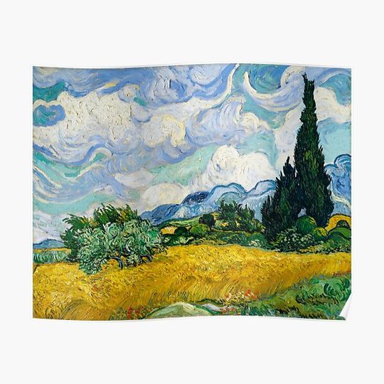 Discover Wheat Field with Cypresses (1889) by Vincent Van Gogh. Premium Matte Vertical Poster