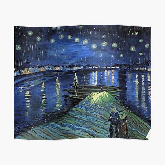 Discover Starry Night over the Rhone, acrylic painting Premium Matte Vertical Poster