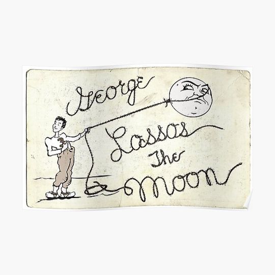 Discover George lassos the moon, It's a wonderful life, George Bailey, Hee-haw, Capra, Christmas classic movie Premium Matte Vertical Poster