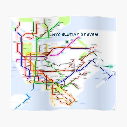 Discover NYC Subway Map Premium Matte Vertical Poster
