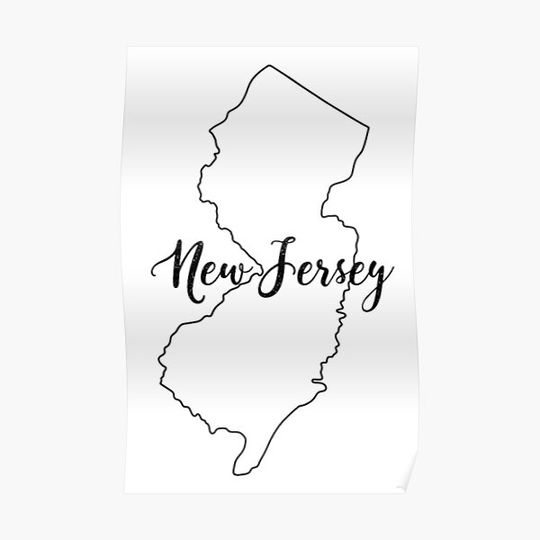 Discover State Outline - New Jersey Premium Matte Vertical Poster