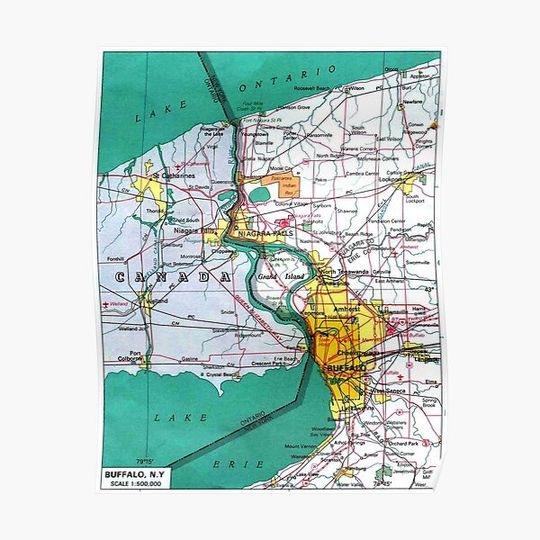 Discover Buffalo New York Map Premium Matte Vertical Poster