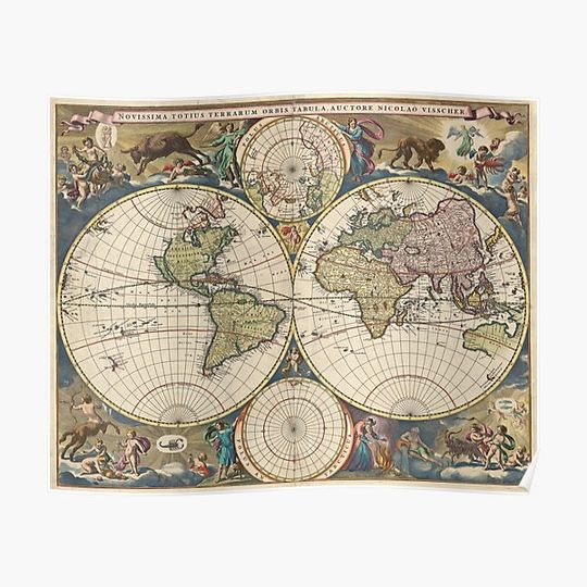 Discover Old World Map Premium Matte Vertical Poster