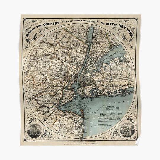 Discover Map of Upstate New York 1891 Premium Matte Vertical Poster