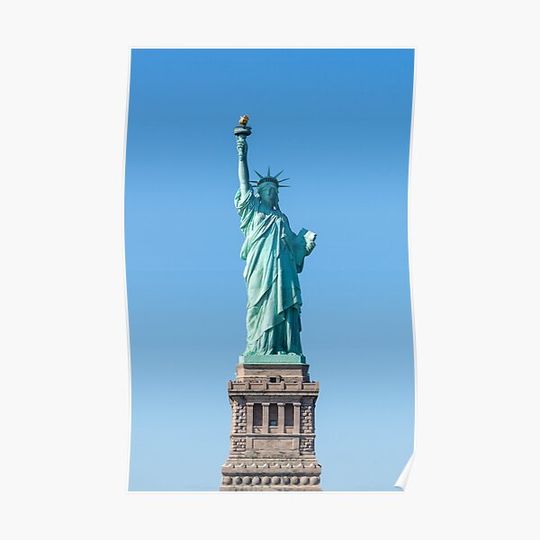 Discover The Statue of Liberty on a Clear Blue Sky Day Premium Matte Vertical Poster