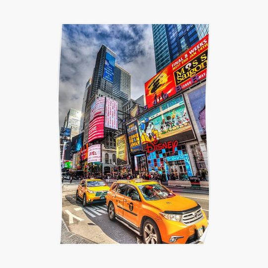 Discover New York Taxis Times Square Premium Matte Vertical Poster