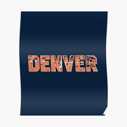 Discover Denver Football City Map Text Premium Matte Vertical Poster