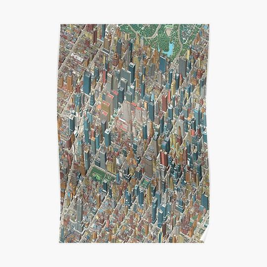 Discover Map of Midtown Manhattan New York City Premium Matte Vertical Poster
