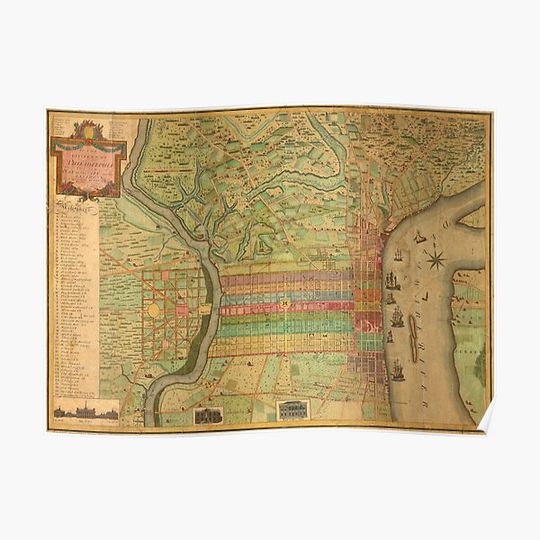 Discover Vintage Map of Philadelphia Pennsylvania (1802) Premium Matte Vertical Poster
