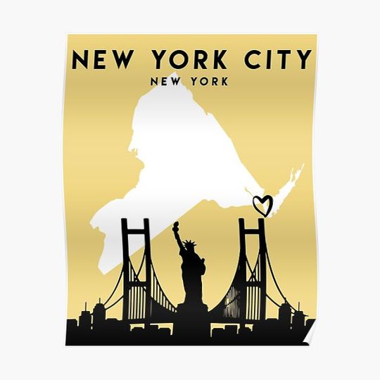 Discover NEW YORK CITY NEW YORK LOVE CITY SILHOUETTE SKYLINE ART Premium Matte Vertical Poster