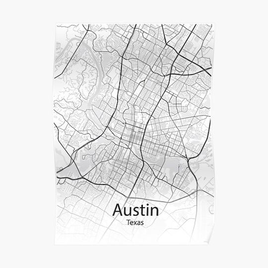 Discover Austin Texas Map Premium Matte Vertical Poster