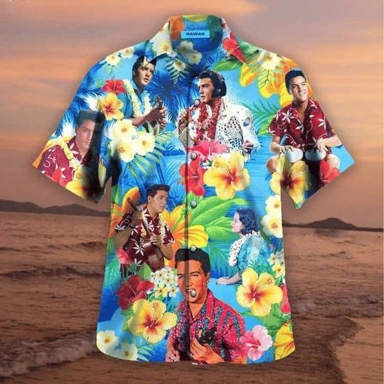 Discover The King Elvis Presley Hawaiian Shirt Hibiscus Flowers Pattern