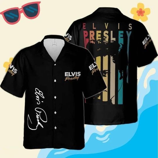 Discover Black Aloha The King Elvis Presley Hawaiian Shirt Gift For Rock Lovers