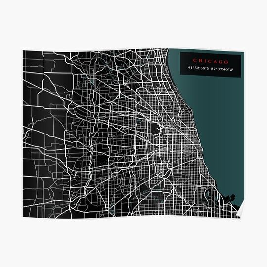 Discover Chicago Map Premium Matte Vertical Poster