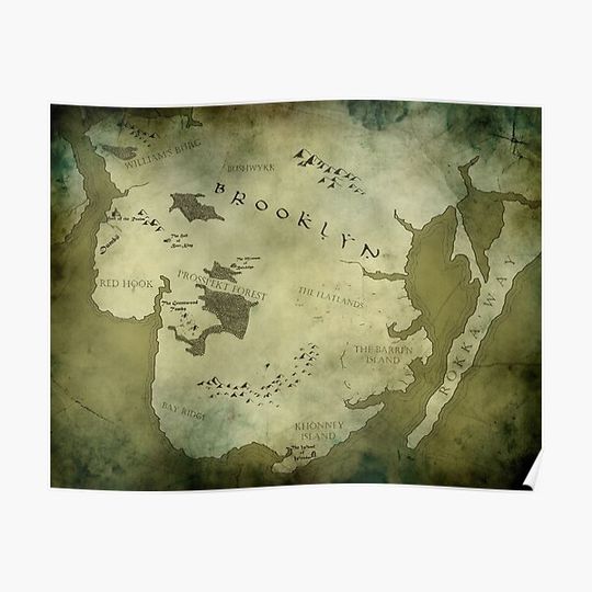 Discover Brooklyn Map-Green Premium Matte Vertical Poster