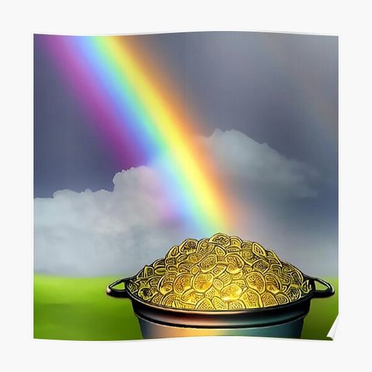 Discover Pot Of Gold At The End Of The Rainbow Premium Matte Vertical Poster