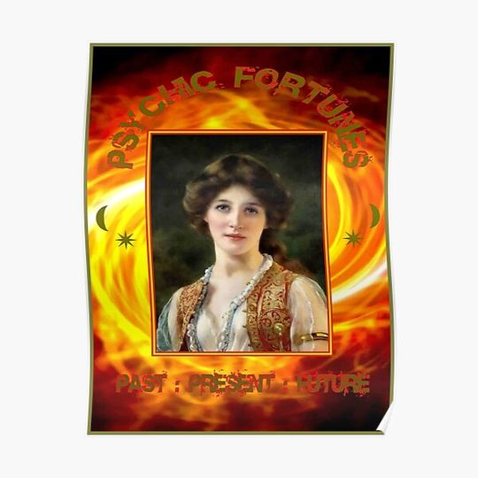Discover PSYCHIC FORTUNES: Vintage Gypsy Fortune Teller Print Premium Matte Vertical Poster