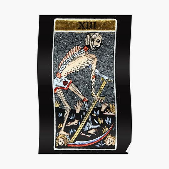 Discover Death Tarot gold card Art Premium Matte Vertical Poster