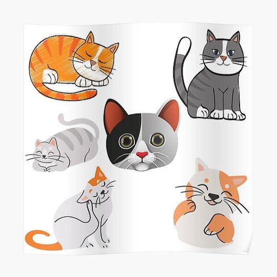 Discover Cats,  Cats pask stiker Premium Matte Vertical Poster