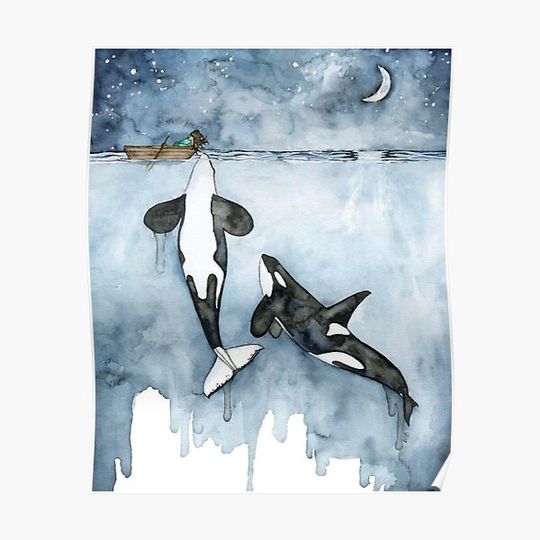 Discover Orca and Girl Killer Whale Premium Matte Vertical Poster