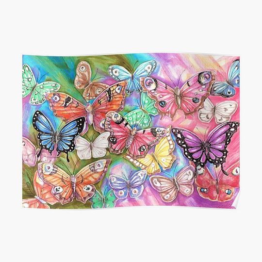 Discover Colorful Butterflies Premium Matte Vertical Poster