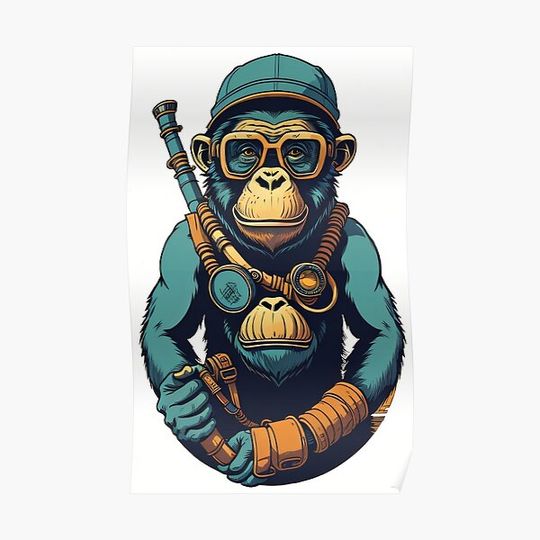 Discover The wise monkey steampunk Premium Matte Vertical Poster