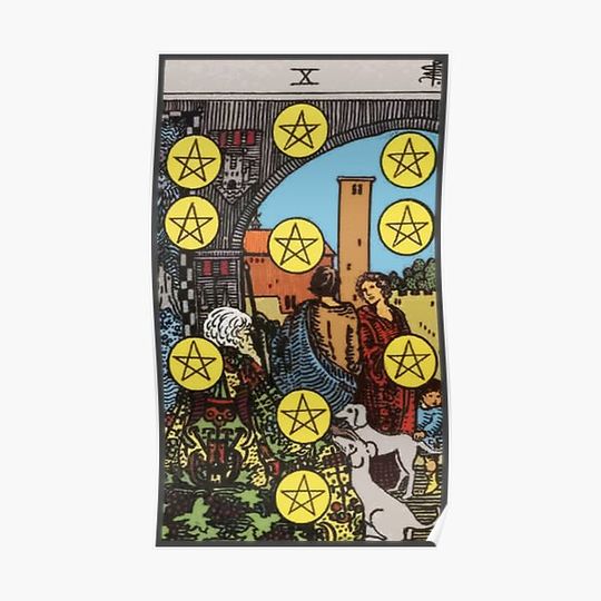 Discover Ten of Pentacles Tarot Card Rider Waite Classic Premium Matte Vertical Poster
