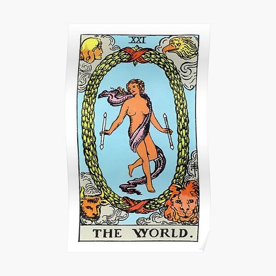 Discover TAROT KARTE: 21 - THE WORLD Premium Matte Vertical Poster