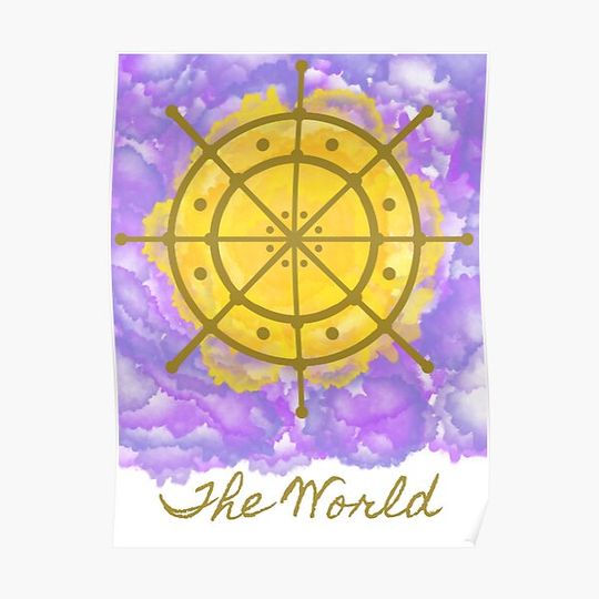 Discover Watercolor Tarot - The World Premium Matte Vertical Poster