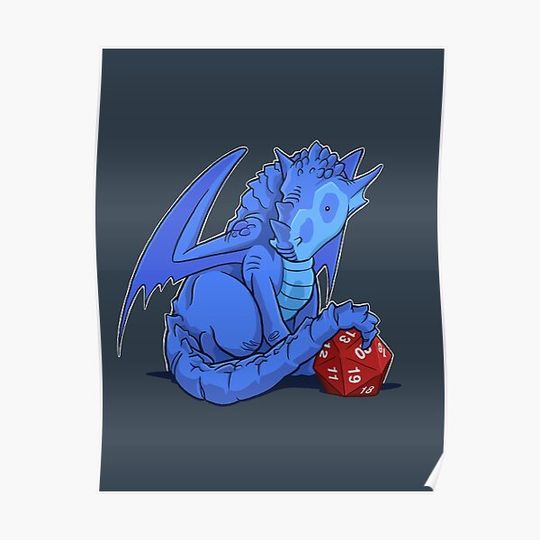 Discover D20 Blue Dragon Premium Matte Vertical Poster