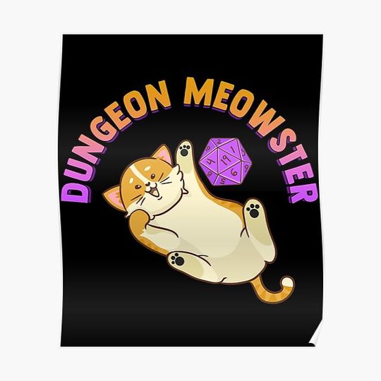 Discover Funny Dungeon Meowster Fantasy Gaming Pun Premium Matte Vertical Poster