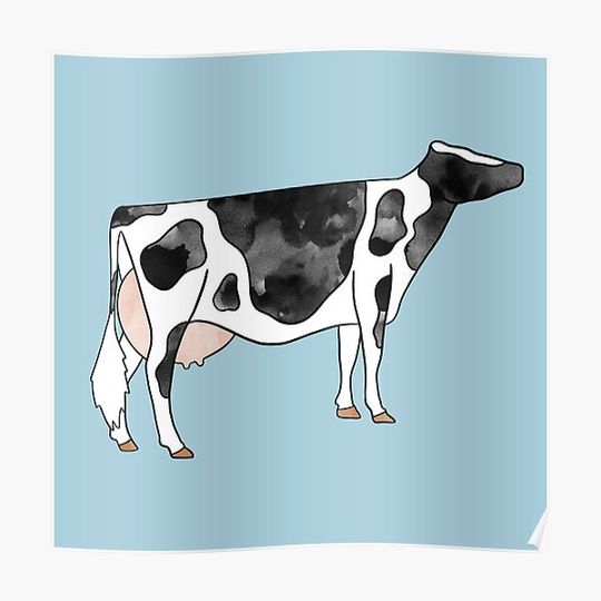 Discover Watercolor Holstein Cow Premium Matte Vertical Poster