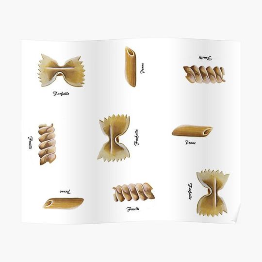 Discover Pasta Shapes Premium Matte Vertical Poster