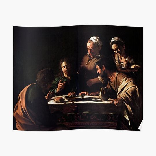 Discover Caravaggio - Supper at Emmaus 1606 Premium Matte Vertical Poster