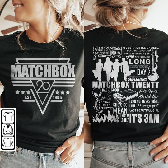 Discover Matchbox Twenty Doodle Art Shirt, 2 Side Vintage Matchbox Twenty Merch