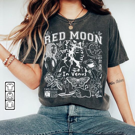 Discover Kali Uchis Doodle Art Shirt, Vintage Merch Red Moon In Venus Album T-Shirt