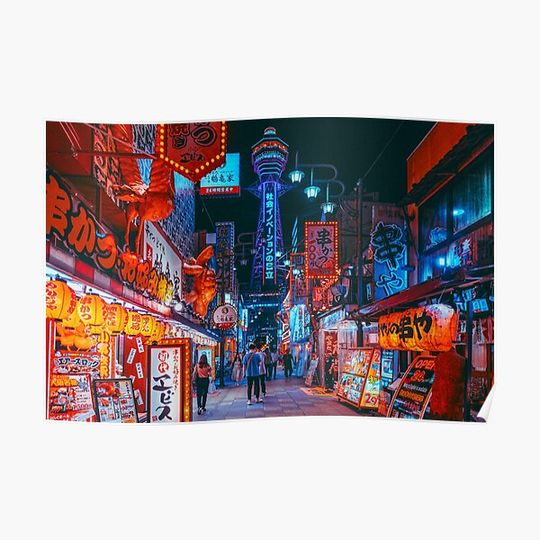 Discover Dreamlike Osaka Nights Premium Matte Vertical Poster