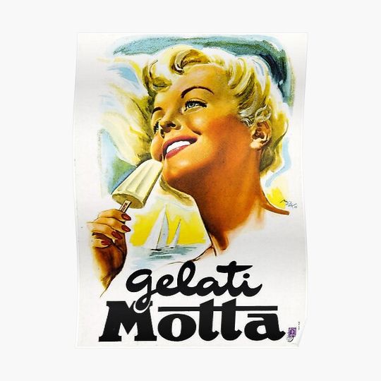 Discover Vintage Gelato Advertisement Poster | Italian Ice cream Premium Matte Vertical Poster