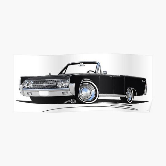Discover Lincoln Continental Convertible (1963) Black Premium Matte Vertical Poster